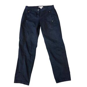 Chico's Black Cotton Spandex Black Chino Pant Zip Pocket Sz 000 XS/0 #287i